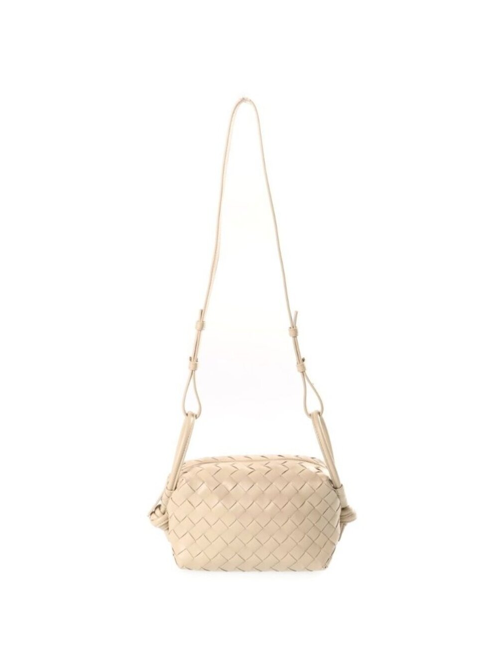 Bottega Veneta Intrecciato Mini Loop Shoulder Bag Ivory Leather Gold